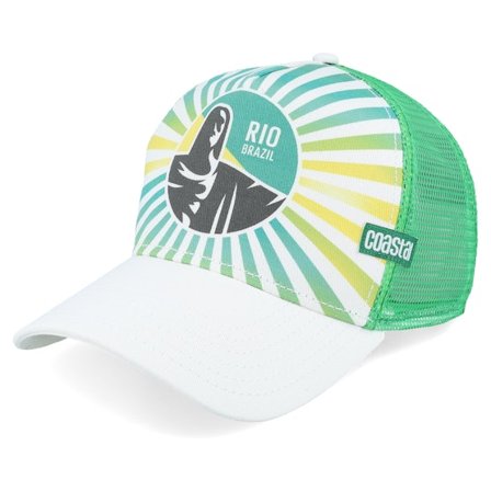 Coastal - White trucker Caps - Rio White/Green Coastal Trucker @ Hatstore