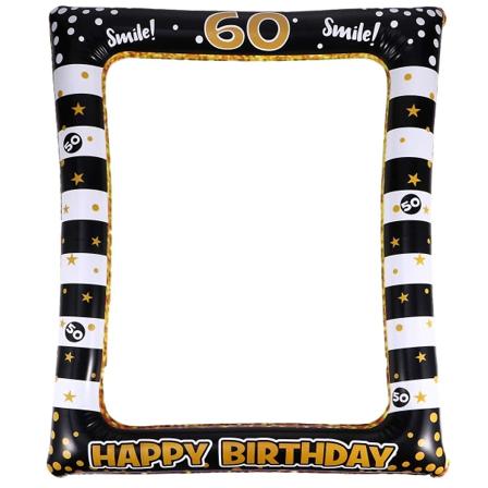 1 st födelsedag uppblåsbar fotoram semester foto rekvisita festtillbehör för 60 år gammal (71X58 cm, blandade färger 5)