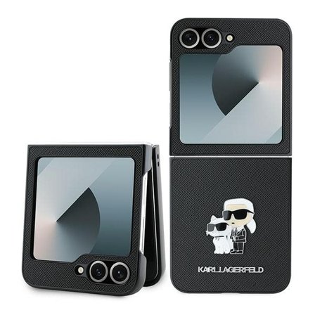 Karl Lagerfeld Saffiano metallnålfodral för Samsung Galaxy Z Flip 6 - Svart