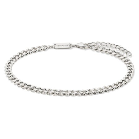 Argentia | Uncoated Raw 925 Sterling Silver 4 mm Curb Chain Bracelet for Men - Chain Bracelets