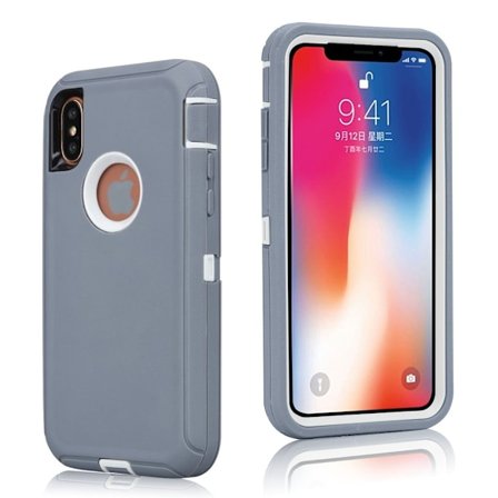 iPhone Xs Max stötsäkert hybridfodral - Grått Och Vitt