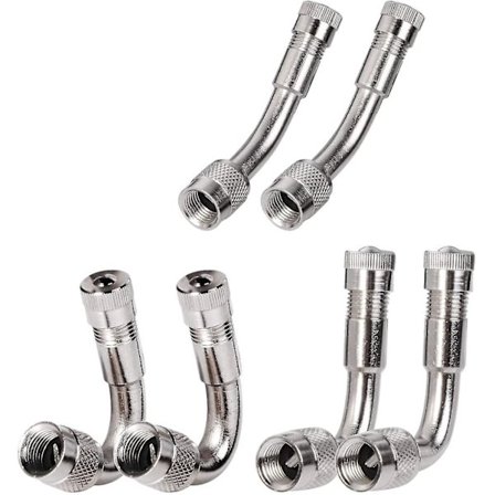 6 stk. Ventil Metal Forlænger Dækventil Forlængelse Vinkel Hjul Adapter 3 Typer (sølv)