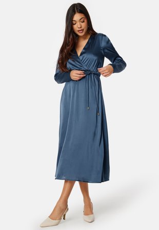 Bubbleroom Occasion - Rae Satin Dress - Dusty blue