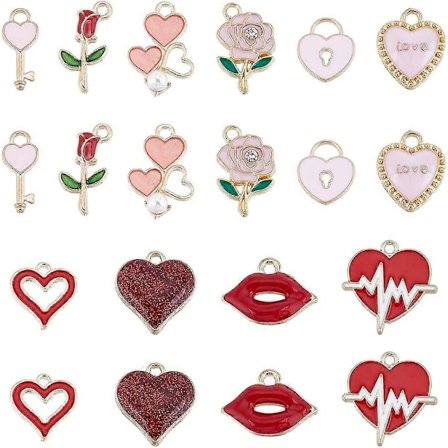 1 Ask Sorterade Alla Hjärtans Dag Berlocker Emaljhjärta Berlock Kärleksberlocker Bulk Röd Rosa Ros Sammanlänkande Kontaktberlocker Alla Hjärtans Dag 
