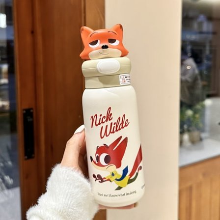 Zootopia Krus - Stor Volumen med Judy & Nick | Perfekt til Kolde Drikke | Trendy Is-krus med Sugerør Shake It Up Nick 550ml enkelt kop