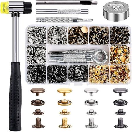 120 Sæt Trykknapper Kit Til Læder 12mm Metal Trykknapper Med 4 Sættere, 1 Hammer, 4 Farver Læder Trykknapper Til Tøj, Jakker