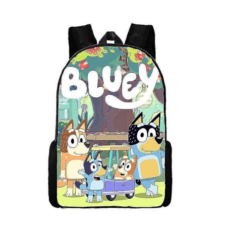 Bluey trykt stor kapacitet skole taske studerende rejse rygsæk børn drenge piger tegneserie rygsæk -Yx-WELLNGS B