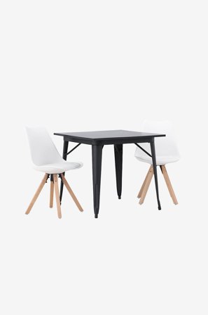 Venture Home - Spisegruppe Tempe med 2 stole Zeno - Sort - Spisegrupper - Fra Homeroom