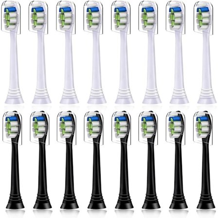 16-pack Ersättningsborsthuvuden Kompatibla med Philips eltandborste. 8 st Vita och 8 st Svarta_tfrf