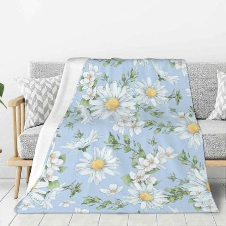 Tusindfryd og akvarel vilde blomster fleeceplaid, ultrablød, hyggelig dekorativ flannelplaid til hjemmet, sengen, sofaen, stolen, rejser, 60x50in