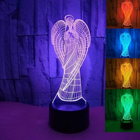 3D ängelving nattlampa illusion nattlampa 7 färger