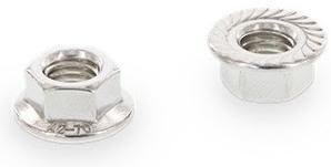 Schäfer & Peters 692328 Flensmutter M6MF A2, DIN 6923, RILLET M8, 100-pakk, Innfesting