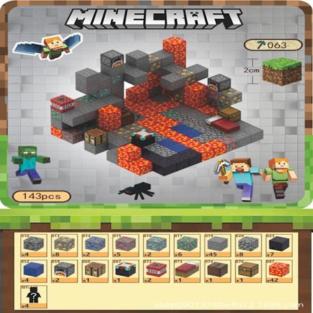 Minecraft byggeklosser, inkludert 143 sekskantede magnetiske kuber, leveres med 4 figurer (Mine Adventure)