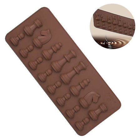 Silikoneform til skakbrikker - Skakformet chokoladeform til slik, fondant, kagedekoration og værktøj til pap