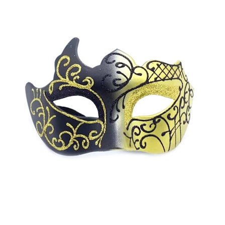 Sort og guld - Venetiansk maske, maske til maskerade, venetiansk maske til cosplay, karneval, temafester, til mænd og kvinder.