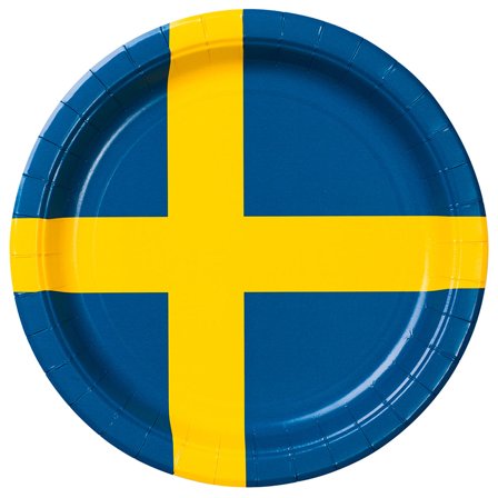Papperstallrikar Svenska Flaggan 8-pack