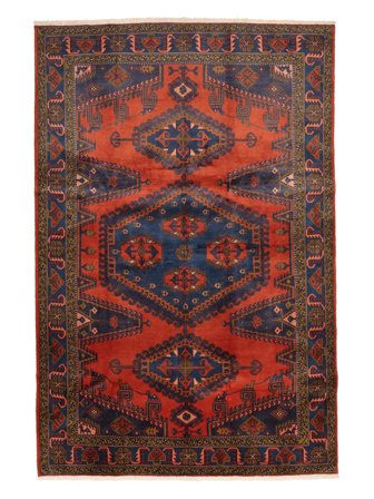 Wiss Teppe Håndknyttet 207X307 Svart/Mørk Rød Persia