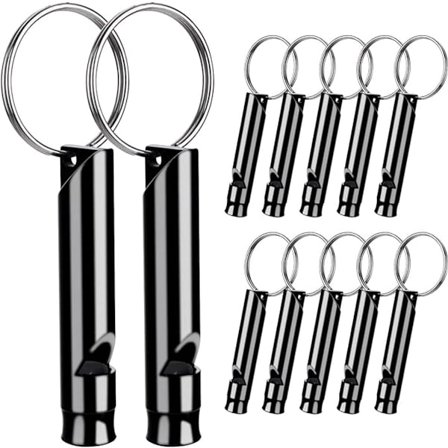 Hätäpilli 12 kappaletta pilli avaimenperällä selviytymispilli tuomaripilli pelastuspilli & urheilutuomaripilli itsepuolustukseen musta