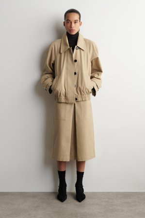 COS Women's Midikjol I Bomull Med Dekonstruerat Motveck in Beige