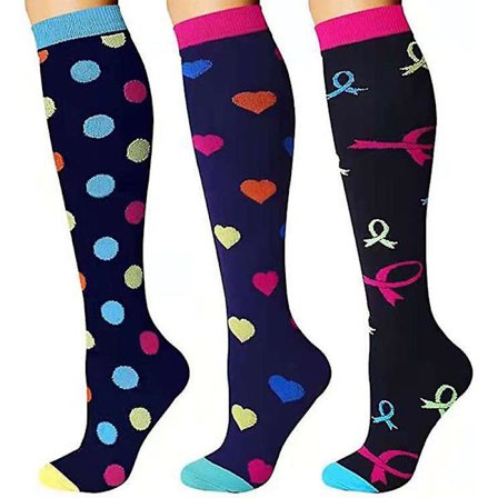 Kompressiosukat naisille ja miehille, verenkierto (3 paria), 15-20 mmHg on paras tuki urheiluun, juoksuun ja pyöräilyyn