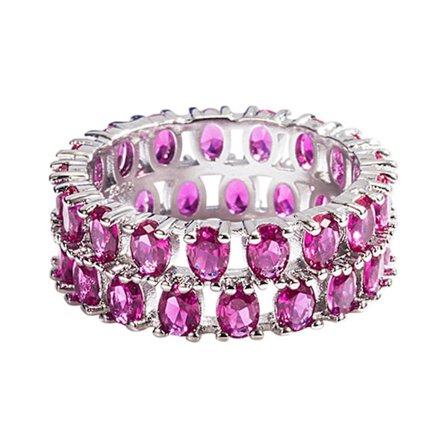 Diamant Dobbelt Fuld Diamant Ring Kvinde Hot Sælger Indlagt Rød Ring