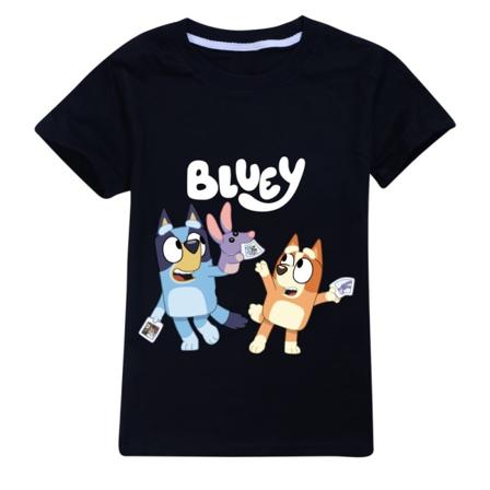 Lasten Bluey-koululoma T-paita Pojat Tyt t Kes ranta T-paita Topit Musta Black 130 cm