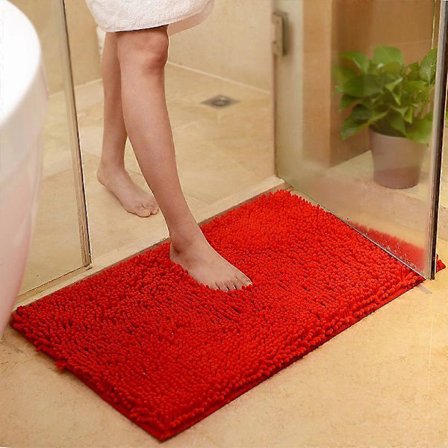 Badeværelsestæppe - Skridsikker måtte - Striber - Absorberende - Rød - 50 x 80 cm