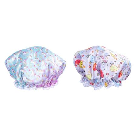 2 st Satin Hatt Kvinnor Duschmössa Duschskydd Hatt Baby Nattmössor Spets Elastiskt Band Blandade Färger 26x26cm Assorted Color 26x26cm