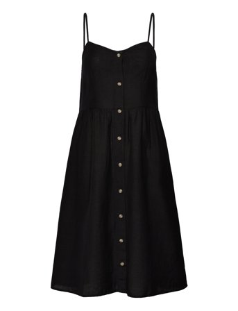 Viprisilla New S/L Strap Knee Dress Dresses Summer Dresses Svart Vila*Betinget Tilbud