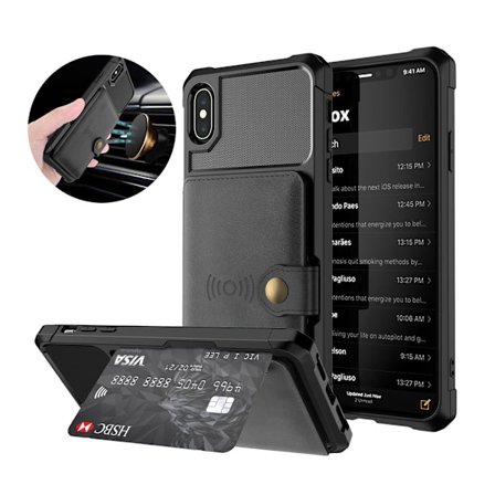 iPhone XS fodral med läderöverdrag - Svart