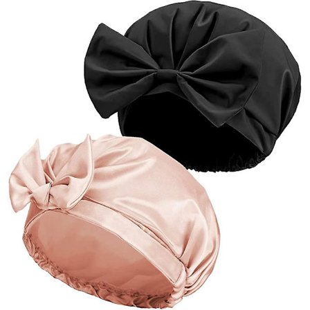 Genanvendelig Badehat med Sløjfe Vandtæt Brusehætte Turban Brusehat Justerbar Badehat