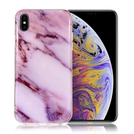 iPhone Xs Max IMD Marmori Kuviollinen Muovinen Takasuoja Kuori - Violetti/ Pinkki Purple