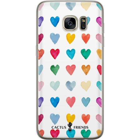 Yhteensopiva Puhelinkuori Samsung Samsung Galaxy S7 edge Cactus and Friends - Watercolor Love Grid