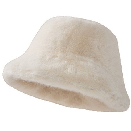 Pehmeä tekoturkiksesta valmistettu lierihattu naisille - 56 cm lämmin talvihattu - kylmäsuoja syksyyn ja talveen - valkoinen