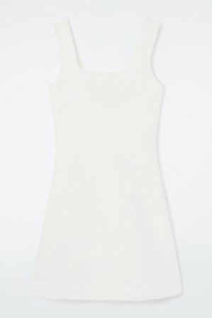COS Women's Square-Neck Mini Pinafore Dress in White