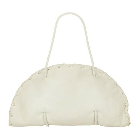 Bottega Veneta Vintage, Pre-owned Leather Shoulder Bag Wit, Dames, Maat:ONE Size,gevlochten