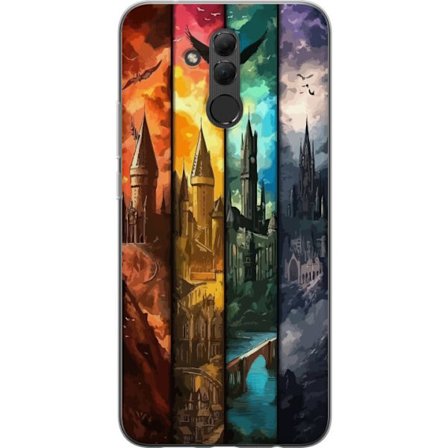 Kompatibel Mobilcover til Huawei Huawei Mate 20 lite Fire magiske slotte i forskellige elementfarver, episk fantasykunst med ild vand luft og mørke i
