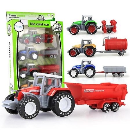 4 stk. Træk-Tilbage Glidning Legetøjs Traktorer i Metal, Simuleret Landbrugs Traktor Model