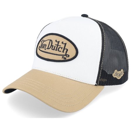 Von Dutch - Blanc trucker Casquette - Oval Patch Black/White/Beige Trucker @ Hatstore