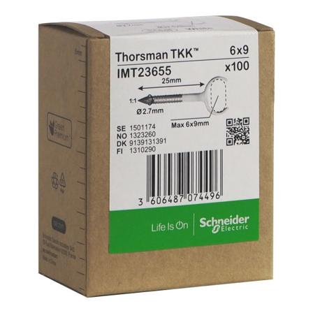 Schneider Electric IMT23655 Klemmer skrue, 100-pakning, flat kabel 6 x 9, 2,7 x 25 mm, Installasjonsmaterial