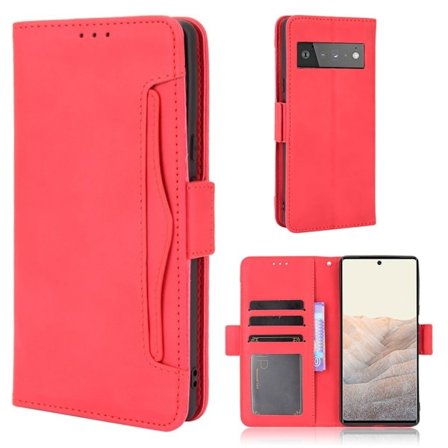 Modernt Google Pixel 6 Pro fodral med plånbok - Röd