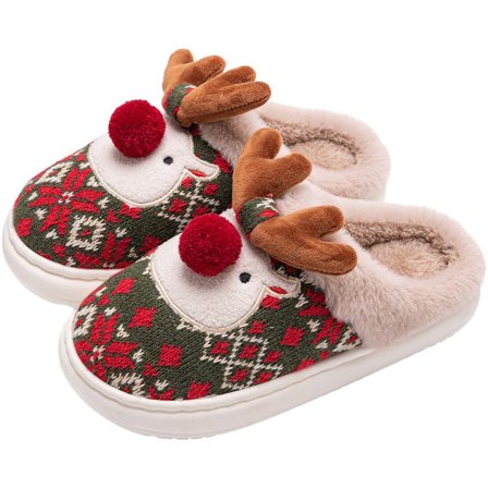 Hjemmesko - Hjemmesko - Jul - Julegave - Skridsikre - Skridsikker sål - med plysfor - Comfeet - Varme - Kvinder og Mænd 39/40 - Grøn ...