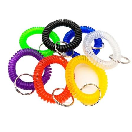 Fargerik elastisk nøkkelring armbånd spiral armbånd nøkkelring for utendørs, treningsstudio, blandet farge, stor (10 stk, farge tilfeldig levering) 