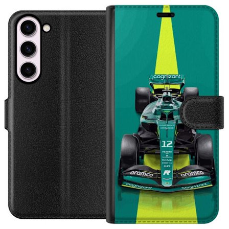 Yhteensopiva Lompakkokotelo Samsung Samsung Galaxy S23+ Aston Martinin Formula 1 -auto vihreässä kilpailumuotoilussa, jossa on moderni studiosentunt
