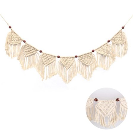 Makramé vevd dusk vevd liten flagg hjem veggdekorasjon