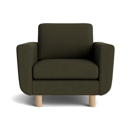 Haven Lænestol Loop Grøn: Komfortabel lænestol i grøn med koldskum, egetræsben - 86x96x86cm