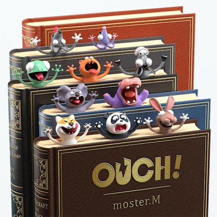 3D Stereo Kawaii Tecknad Söt Djur Bokmärke