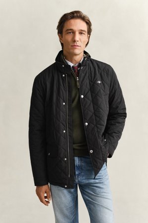 GANT Herren Mittellange Windcheater Steppjacke (L) Schwarz