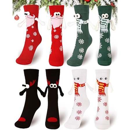 4 roliga magnetiska strumpor som håller handen, roliga strumpor, födelsedagspresenter till kvinnor och män, Halloween-present till henne, julklapp.