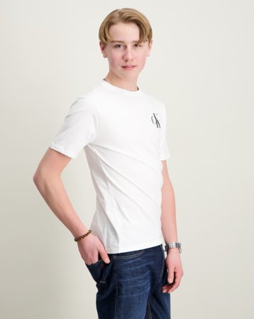 Calvin Klein CHEST MONO LOGO SS T-SHIRT Blanc T-shirts Garçon - Kids Brand Store